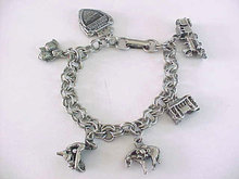 Vintage Charm Bracelet Gold Miner,Train,Knotts Berry 6 Charms