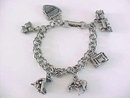 Vintage Charm Bracelet Gold Miner,Train,Knotts Berry 6 Charms