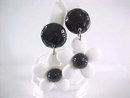 Flower Power Earrings Black & White Vintage Pierced Large