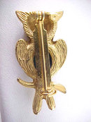 Turquoise Belly Owl Pin Faux Ruby Eyes Vintage
