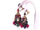 Colorful Chandelier Wood Bead Earrings 1940s Signed