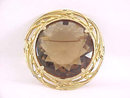 Large Topaz Brooch Glass Art Nouveau Style Vintage Signed