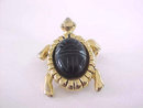 Scarab Turtle Pin Signed Vintage Black Onyx