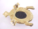 Scarab Turtle Pin Signed Vintage Black Onyx