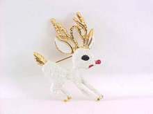 Glitter Rudolph Pin Reindeer Red Nose