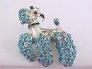 Old Enameled Poodle Pin Rhinestone Body,Ruby Eye