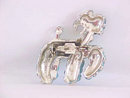 Old Enameled Poodle Pin Rhinestone Body,Ruby Eye