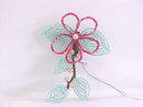 Hand Beaded Flower Pin Glass Unique Mint Pink Large