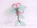 Hand Beaded Flower Pin Glass Unique Mint Pink Large