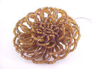 Hand Beaded Flower Pin Glass Unique Topaz