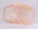 3 Flesh Tone Bangles Wavy Lucite Bracelets Frosted Vintage