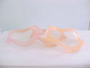 3 Flesh Tone Bangles Wavy Lucite Bracelets Frosted Vintage