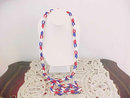 Red White Blue Chain Resin Necklace Vint 52 inches