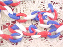 Red White Blue Chain Resin Necklace Vint 52 inches