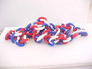 Red White Blue Chain Resin Necklace Vint 52 inches