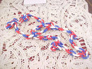 Red White Blue Chain Resin Necklace Vint 52 inches