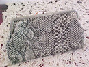 Faux Snakeskin Purse Clutch Black White Vint