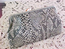 Faux Snakeskin Purse Clutch Black White Vint