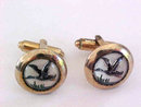 Mallard Duck Cuff Links Reverse Carved Vintage