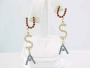 USA Rhinestone Earrings RWB Prcd Dangles