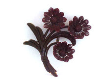 1930s Large Resin Flower Pin Brooch Deep Brwn
