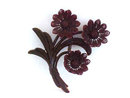 1930s Large Resin Flower Pin Brooch Deep Brwn