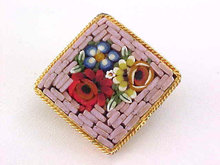Vintage Mosaic Pin Square Mauve Diamond Shape