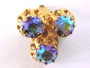 Austria Blues Rhinestones Earrings Prong Set Vintage