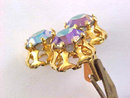 Austria Blues Rhinestones Earrings Prong Set Vintage