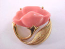 Salmon Resin Flower Pin Vintage Signed A Beauty!