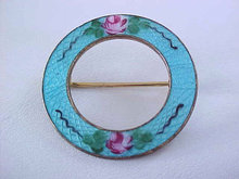 BLUE Guilloche Pin Roses Vintage So Pretty!