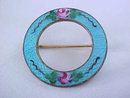 BLUE Guilloche Pin Roses Vintage So Pretty!