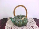 Majolica Tea Pot Greens Leaves Flower Blossom Perfect Vintage