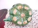 Majolica Tea Pot Greens Leaves Flower Blossom Perfect Vintage
