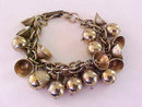 Vintage Bells Bracelet Beads Gold Tone Musical