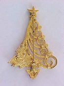 Christmas Tree Pin Signed Swirls Rhinestones