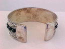 Braided Cuff Bracelet Silver Tone Wide Vintage Black