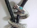 Unusual Snake Slide Bolo Necklace Fangs Turquoise Vintage 3 1/2 Inches