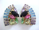 Multiple Color Earrings Different Shaped Stones Vintage