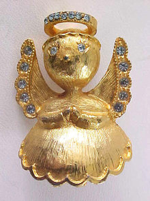 Christmas Angel Pin RAZZA Vintage Rhinestones Precious