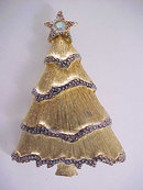Christmas Tree Pin Signed Two Tone