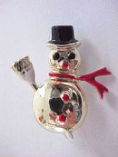 Vintage Snowman Pin Enamel Sweet