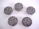 Vintage Floral Button Covers Five Silver Beautiful!