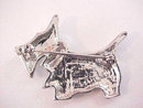 Scottie Dog Pin Silver Red Enamel Chunky Vintage Unusual