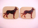 German Shepard Dog Cuff Links Enamel Paint FRANCE Vintage