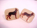 German Shepard Dog Cuff Links Enamel Paint FRANCE Vintage