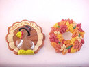 Happy Turkey Day AND Fall Acorn Wreath Pins Vintage