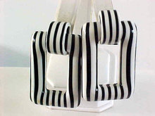Black White RETRO Door Knocker Earrings Large Lucite Vintage