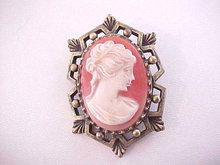 Cameo Pin Vintage Art Deco Style Frame