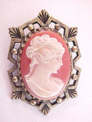Cameo Pin Vintage Art Deco Style Frame